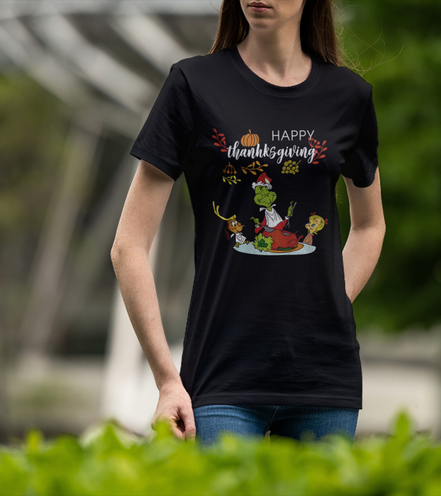 Happy Thanksgiving 2025 Merry Grinchmas Grinch And Max Dog T-Shirt