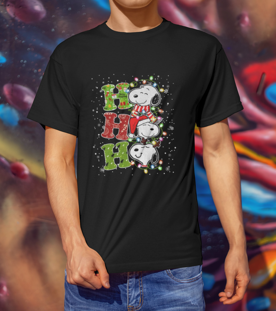 Ho Ho Ho Snoopy Winter Merry Christmas Lights T-Shirt
