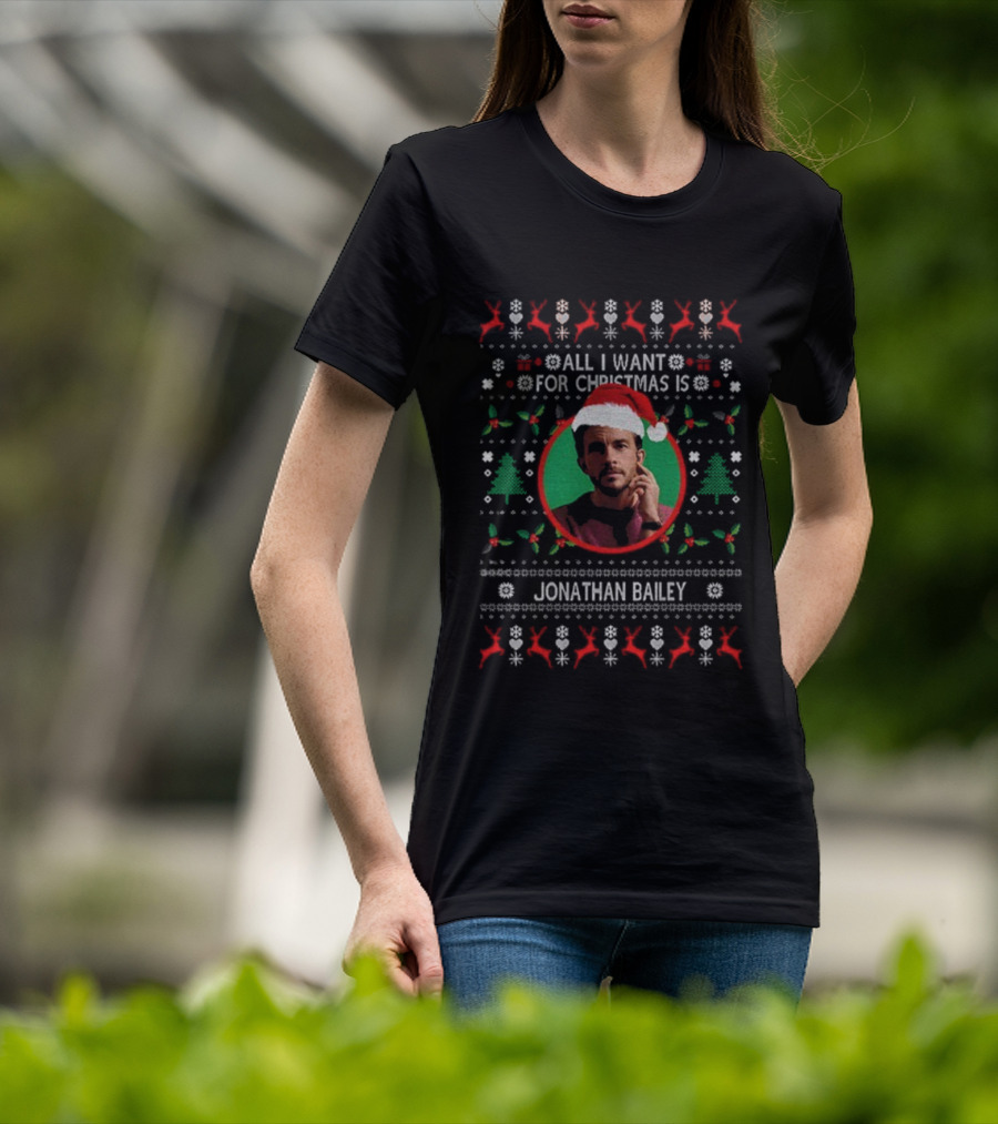 All I Want For Christmas Is Jonathan Bailey Santa Hat Merry Christmas T-Shirt