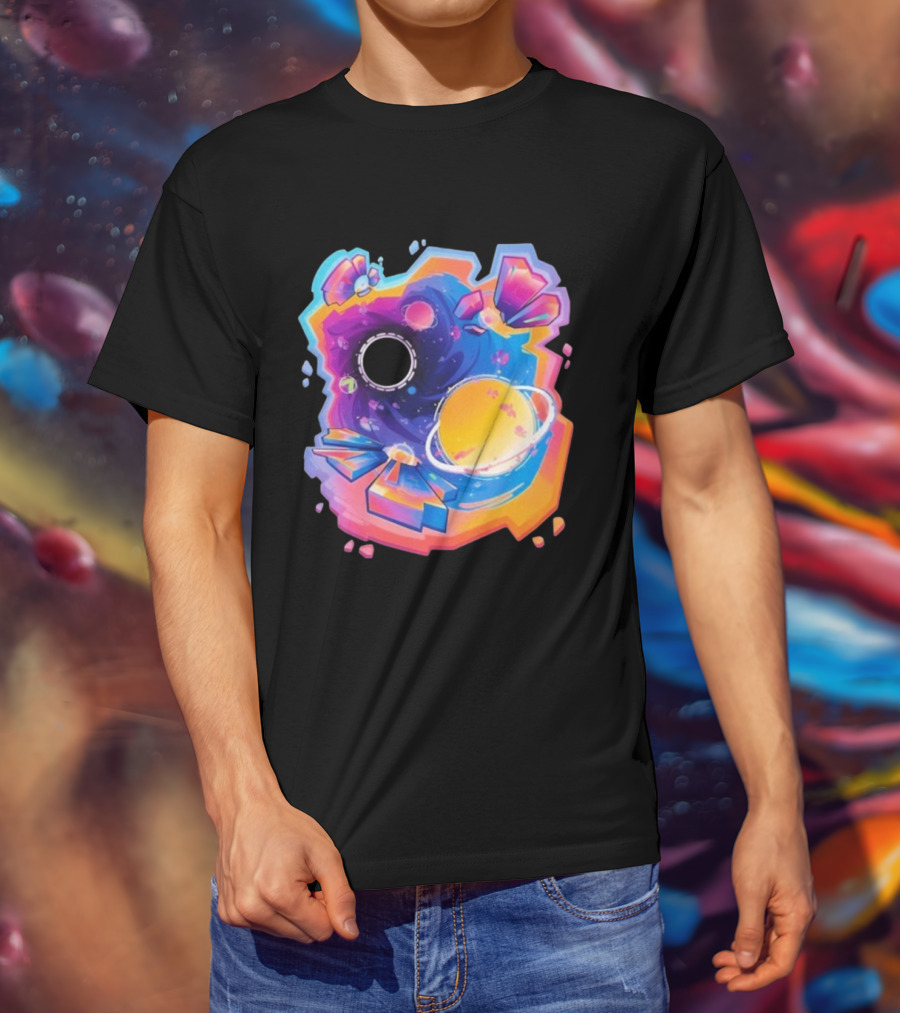 MindCap ORBIT Cosmic Planetary Vortex With Neon Crystals T-Shirt