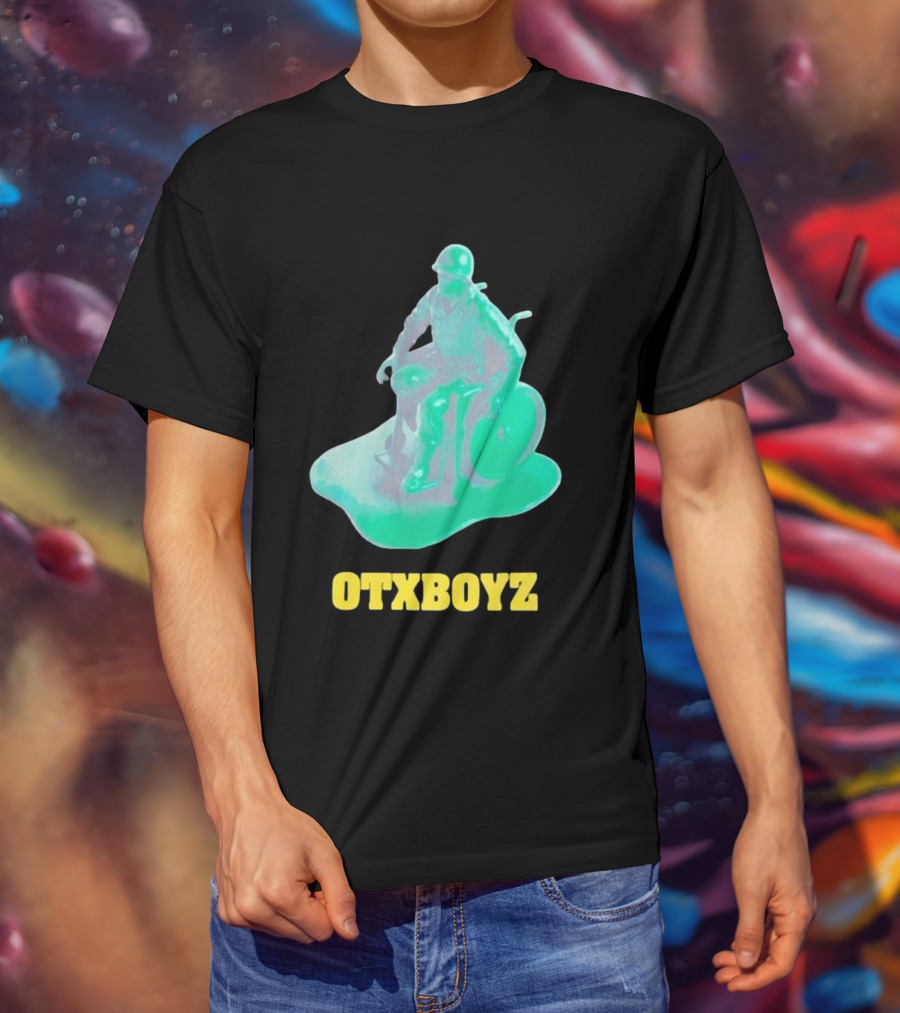 OTXBOYZ Toy Soldier In Wheelchair Vibrant Green Military Imagery T-Shirt