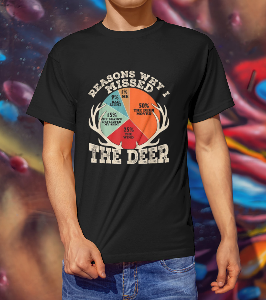 Reasons Why I Missed The Deer Pie Chart Hunting Humor T-Shirt
