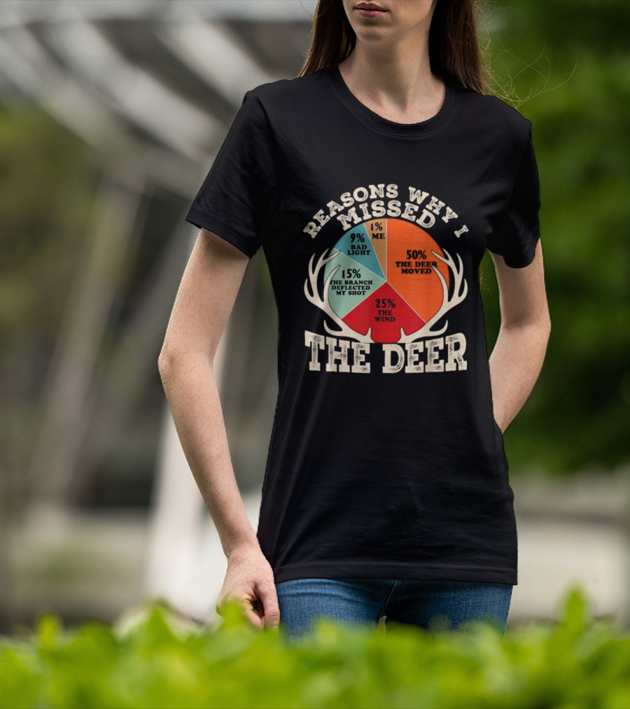 Reasons Why I Missed The Deer Pie Chart Hunting Humor T-Shirt