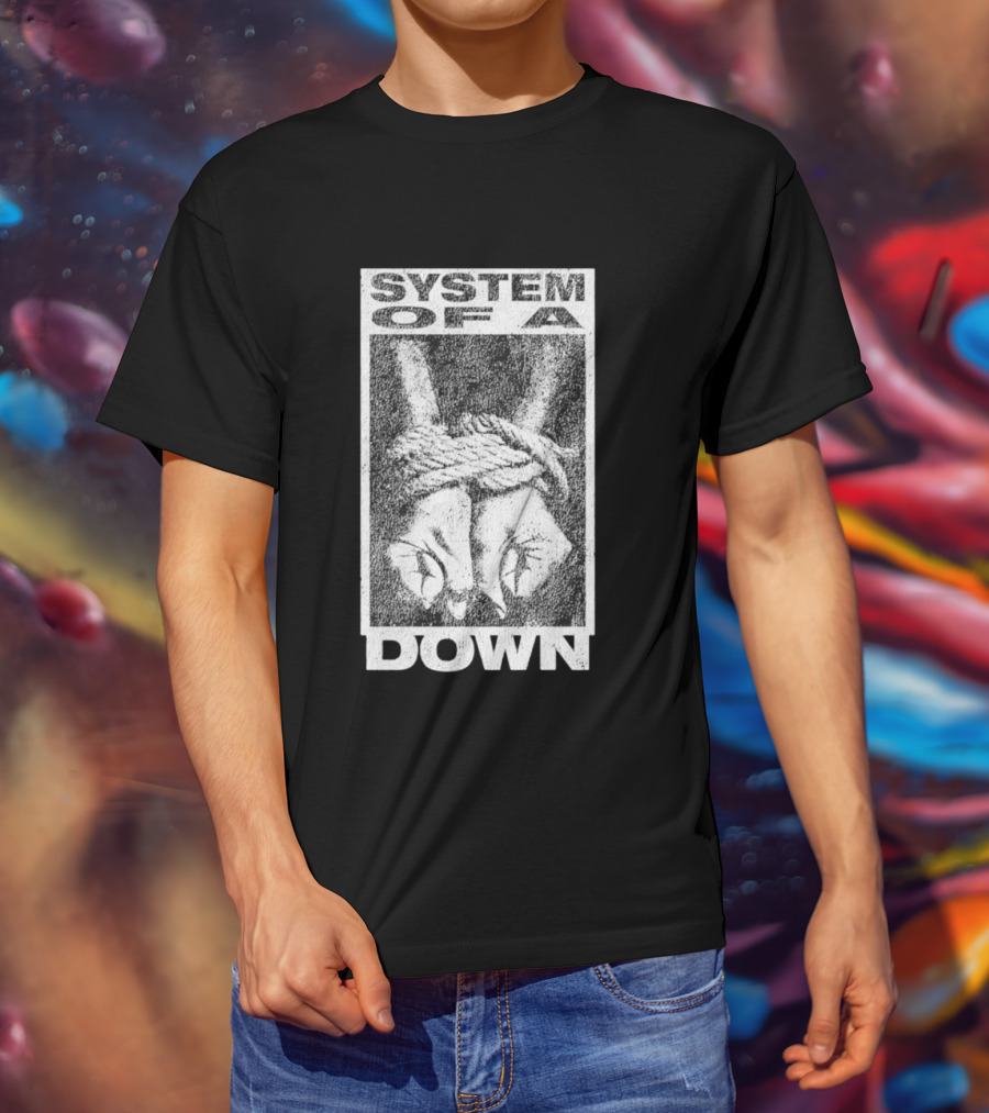 System Of A Down Bound Ensnared Hands Textured Graphic T-Shirt
