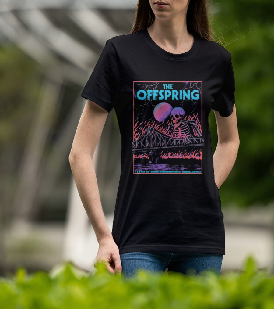 The Offspring Brisbane Australia May 14 15 2025 Skeleton Bridge Lightning Moon T-Shirt