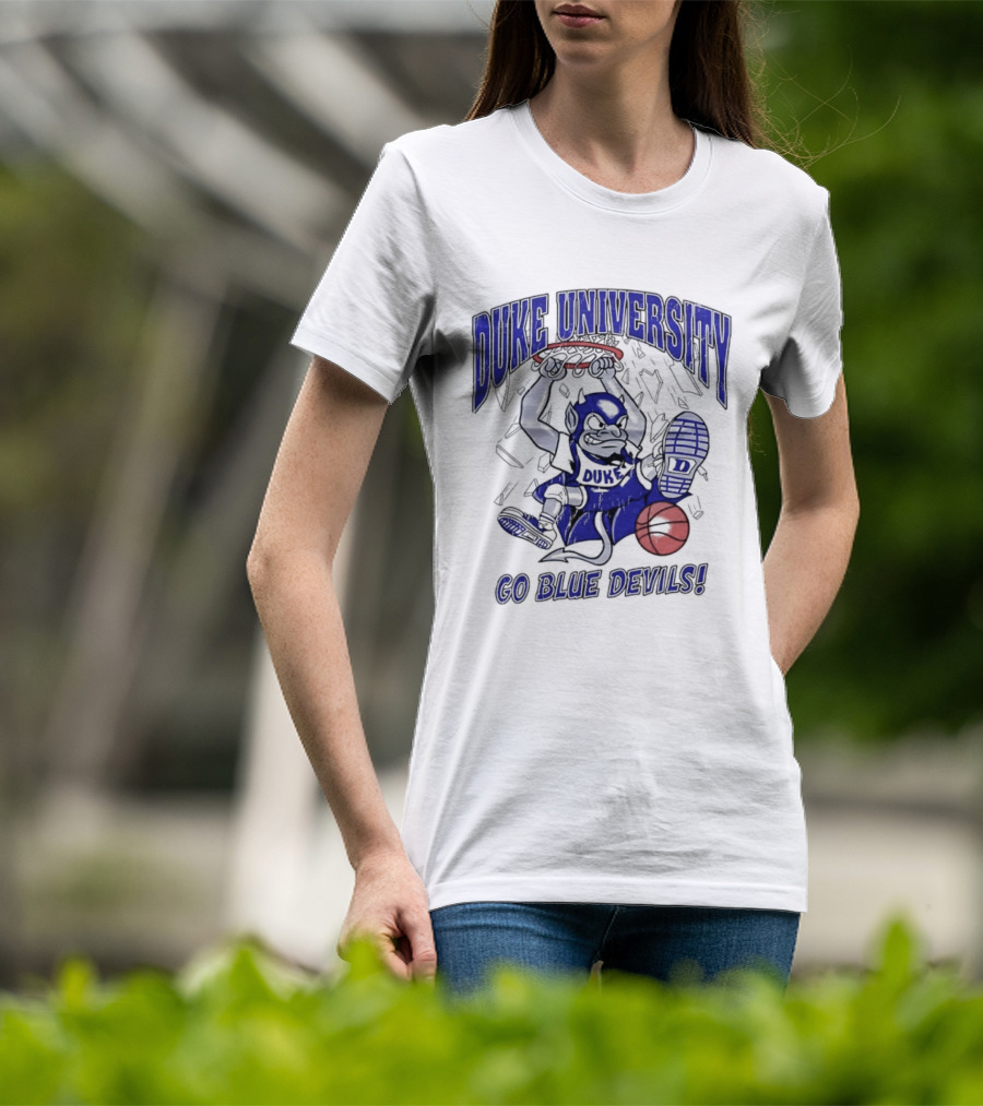 Duke University Blue Devils Basketball Dunking Mascot Go Blue Devils T-Shirt