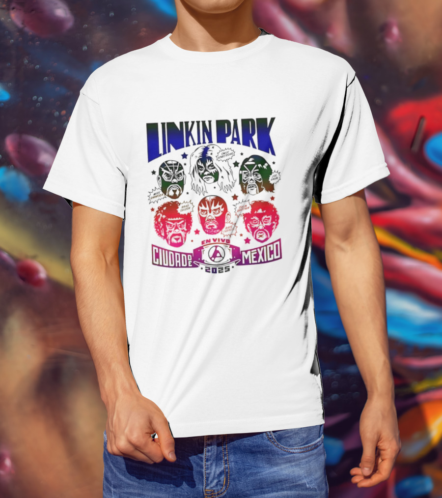 Linkin Park Lucha Libre En Vivo Mexico 2025 Concert T-Shirt