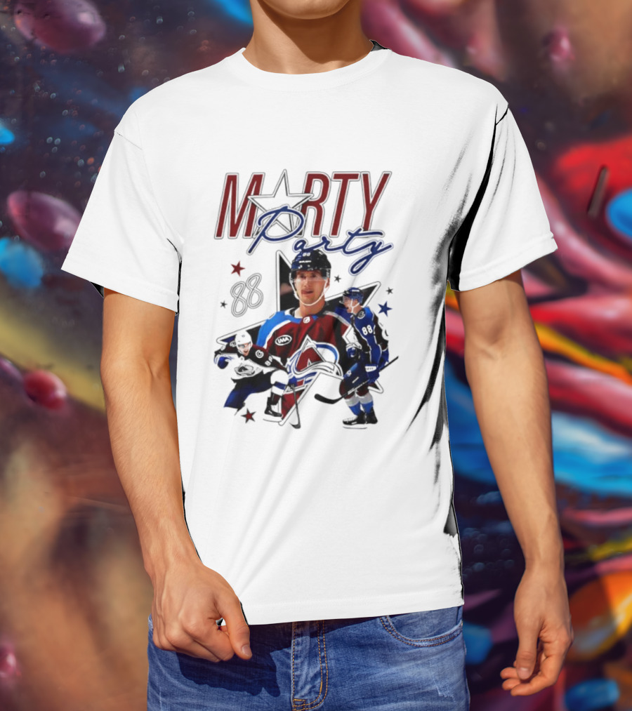 Marty Party Martin Necas 88 Colorado Avalanche NHL Tribute T-Shirt