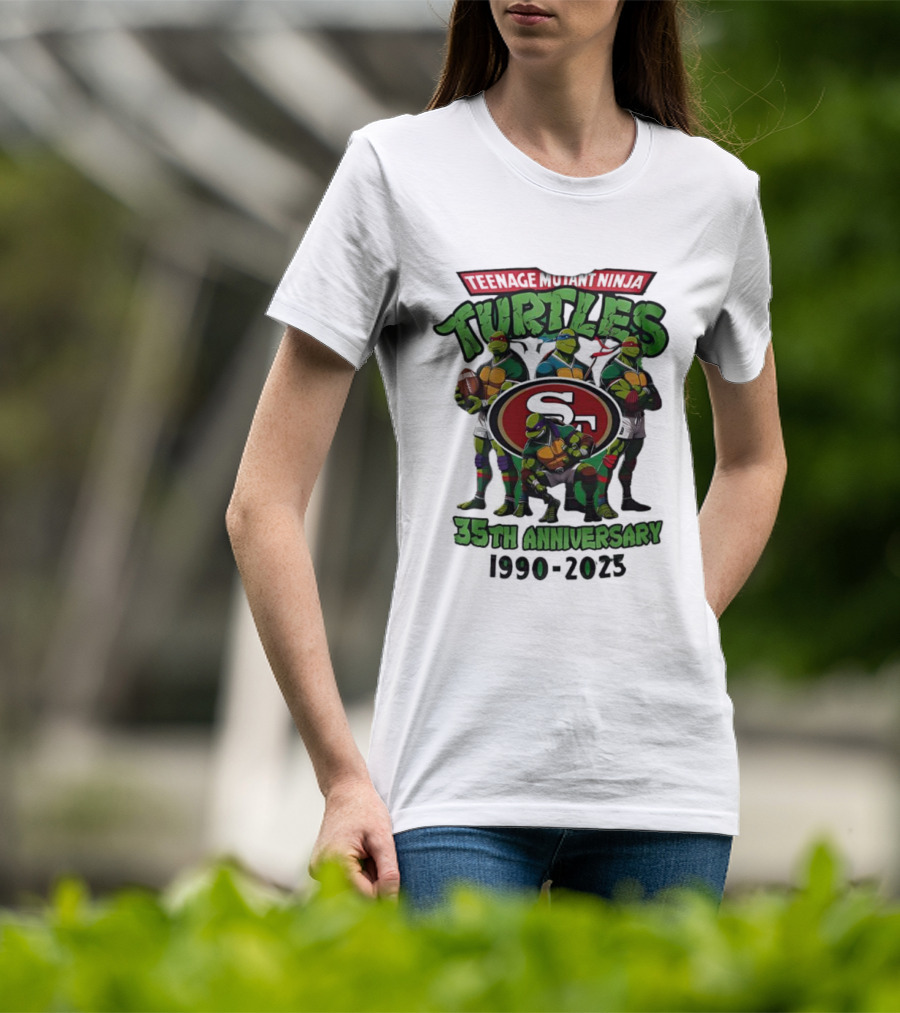 Teenage Mutant Ninja Turtles 35th Anniversary 1990-2023 San Francisco 49ers Collaboration T-Shirt