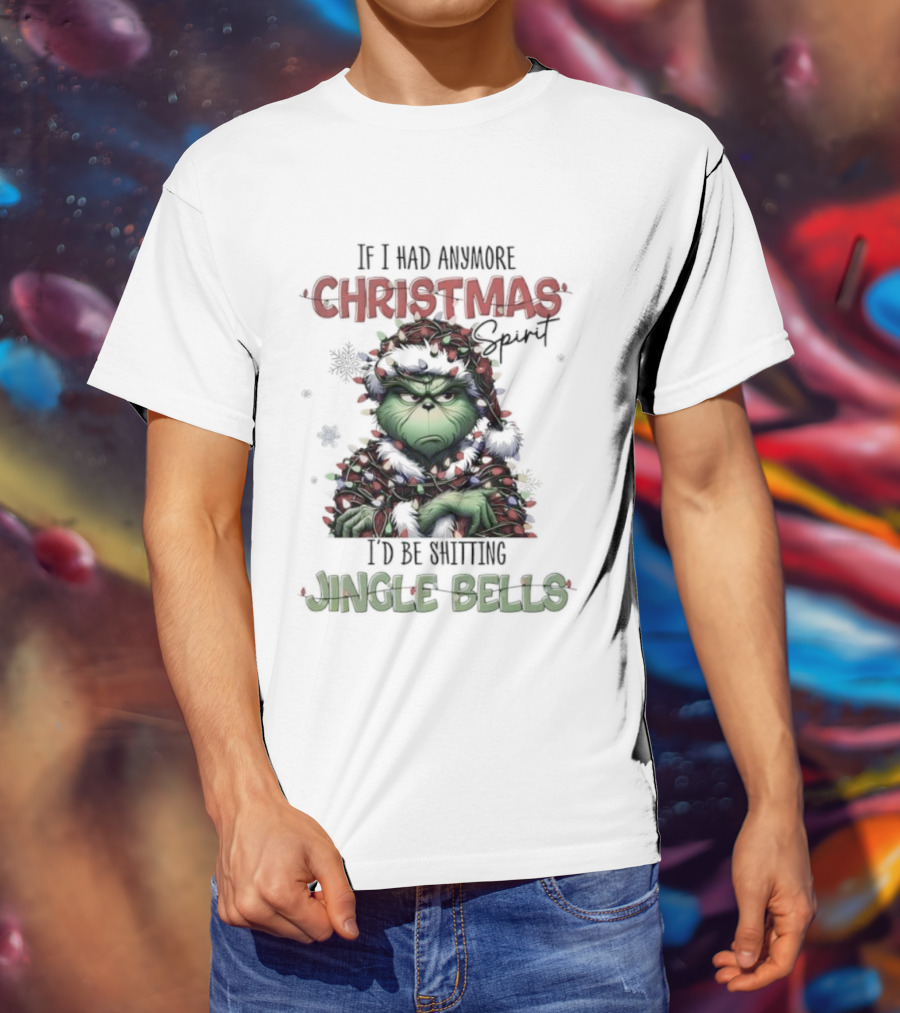 The Grinch Christmas Spirit Shitting Jingle Bells Holiday Humor T-Shirt