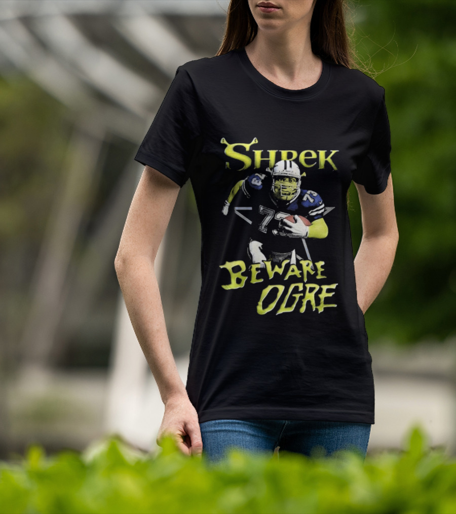 Shrek NFL Beware Ogre Dallas Cowboys 77 Football T-Shirt