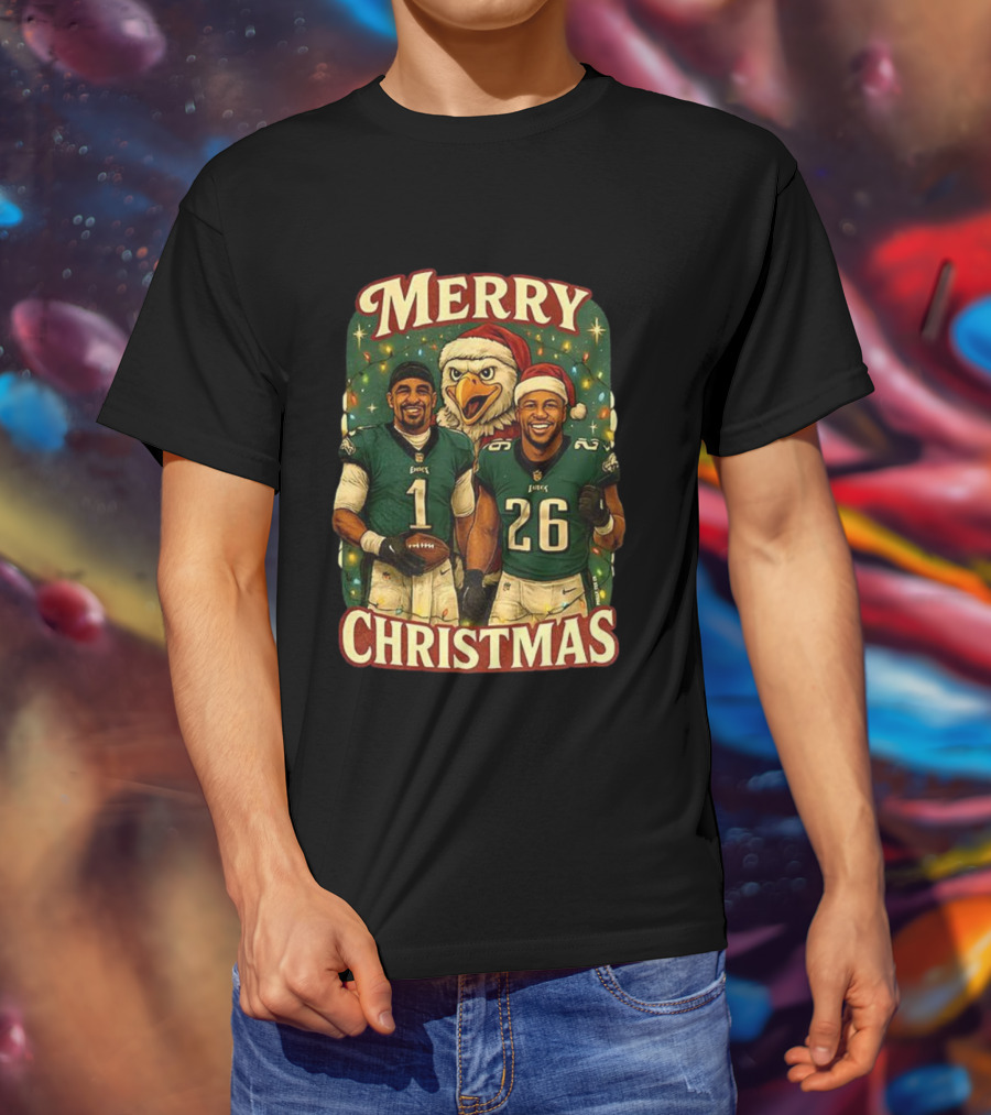 Merry Christmas Jalen Hurts Saquon Barkley Philadelphia Eagles T-Shirt