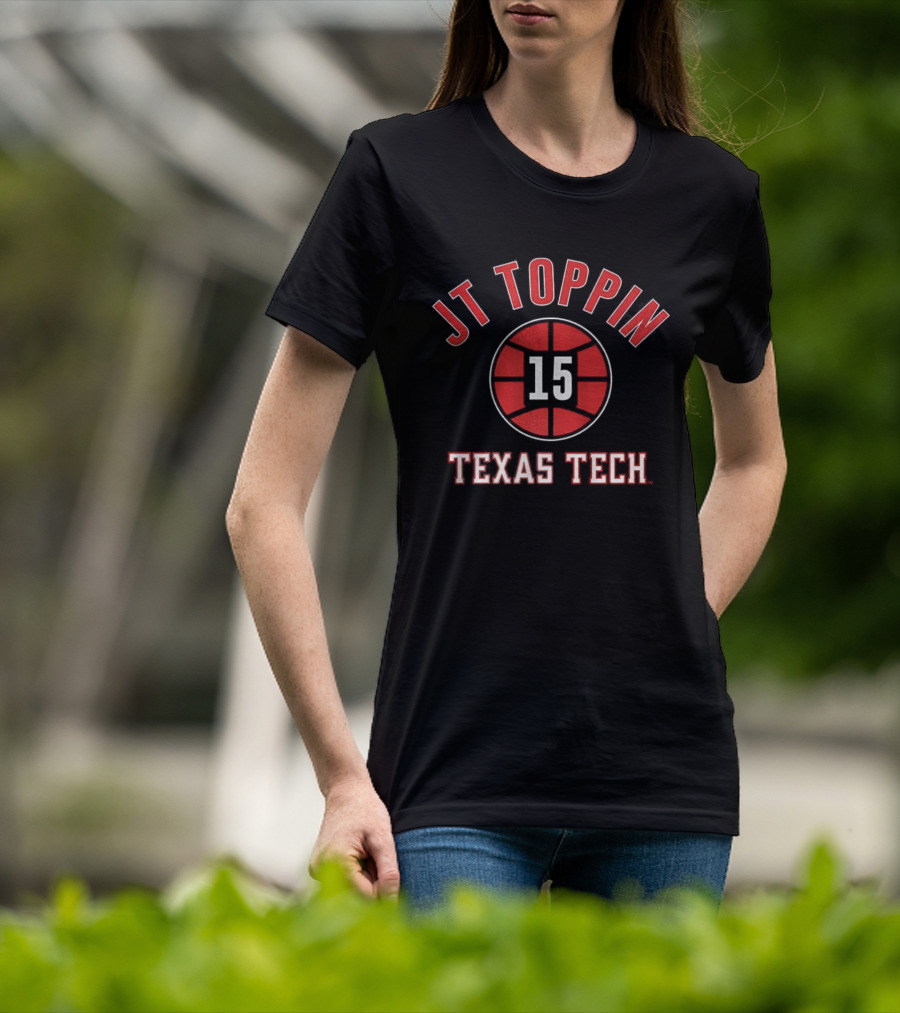 JT Toppin Texas Tech Red Raiders Basketball Number 15 Ball T-Shirt
