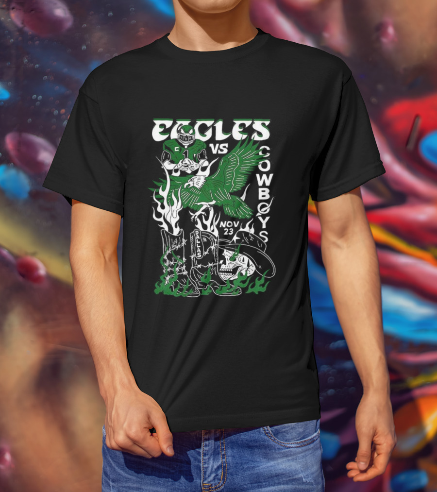 Philadelphia Eagles Vs Dallas Cowboys Week 12 2025 Horror Rivalry Matchup T-Shirt