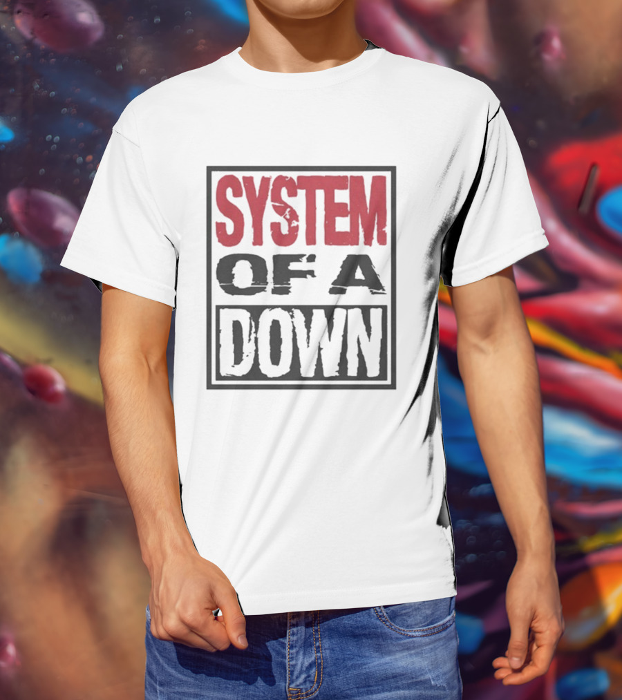 SYSTEM OF A DOWN Triple Stack Box Text Bold Style T-Shirt