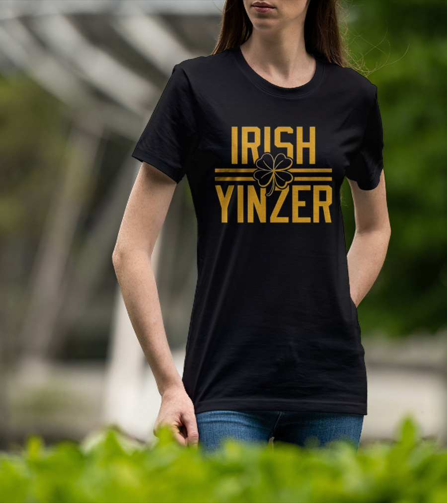Irish Yinzer Shamrock Pittsburgh St Patricks Day 412 Yinzer Nation Steel City Football T-Shirt