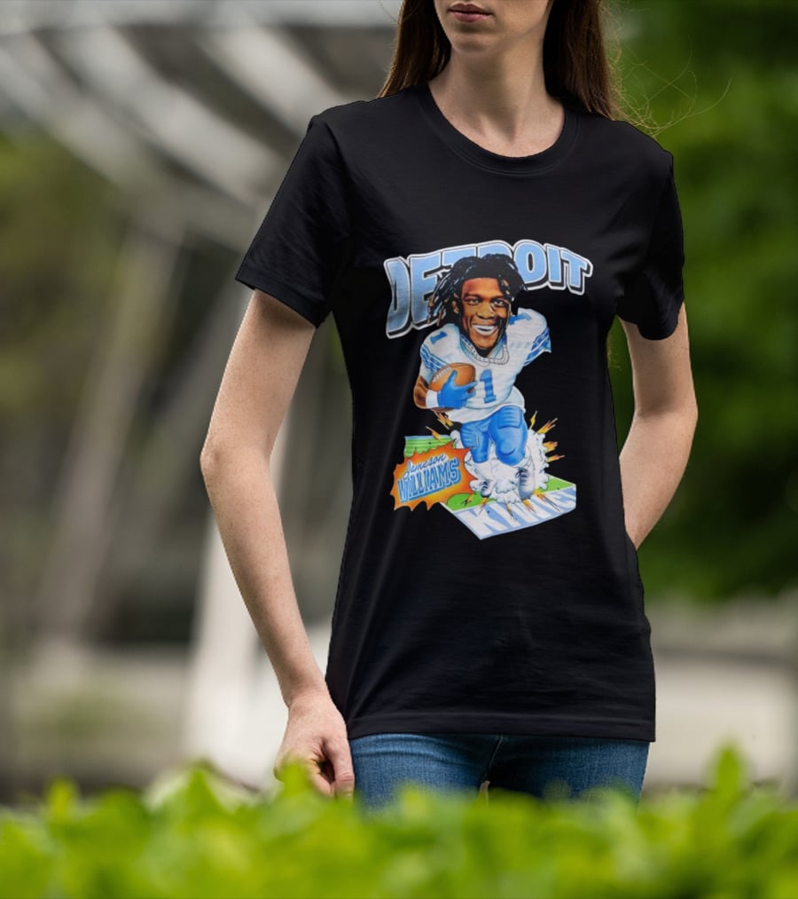 Jameson Williams Detroit Lions NFL Football Caricature Starburst T-Shirt