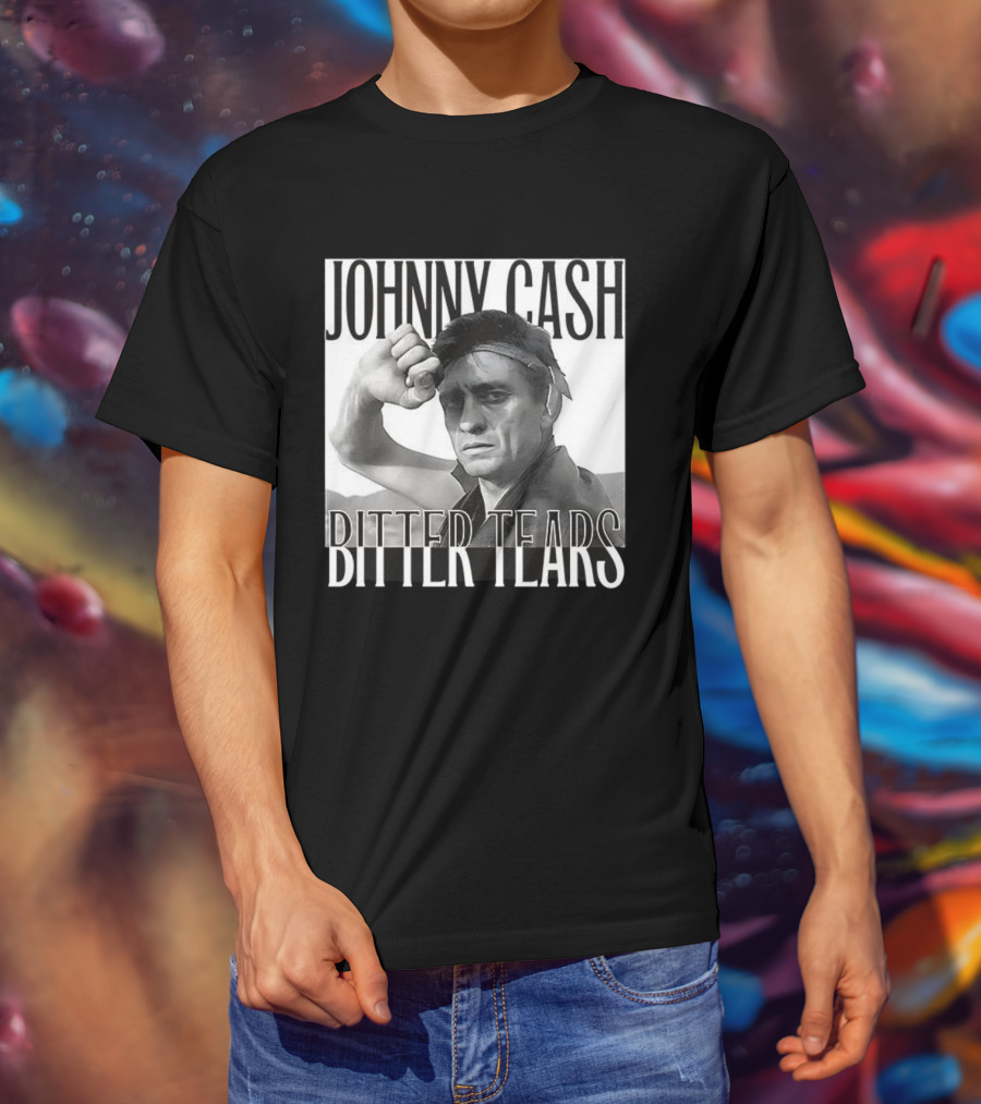 Johnny Cash Bitter Tears Monochrome Illustration T-Shirt