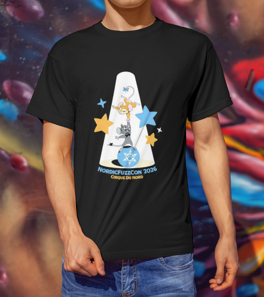 NordicFuzzCon 2026 Cirque Du Nord Mice Balancing Act Stars T-Shirt