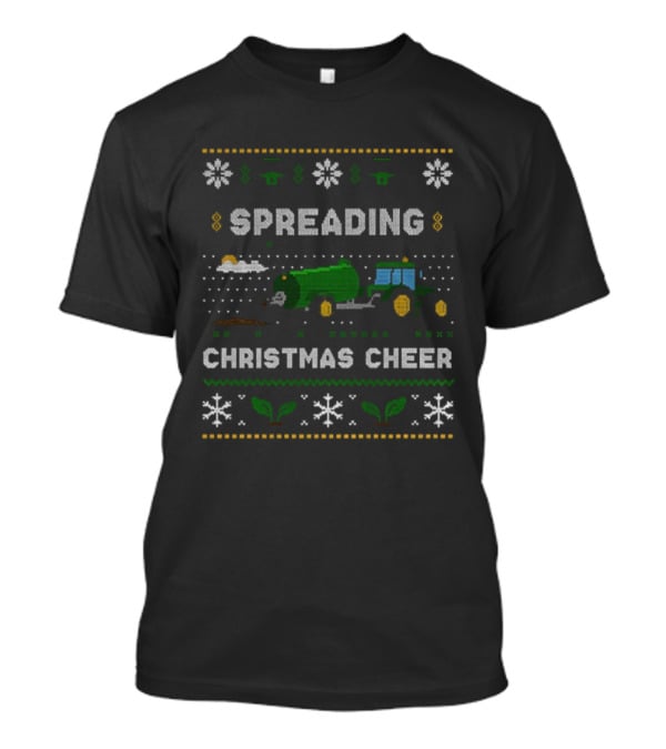 Spreading Christmas Cheer Tractor Farm Snowflakes Festive Design T-Shirt