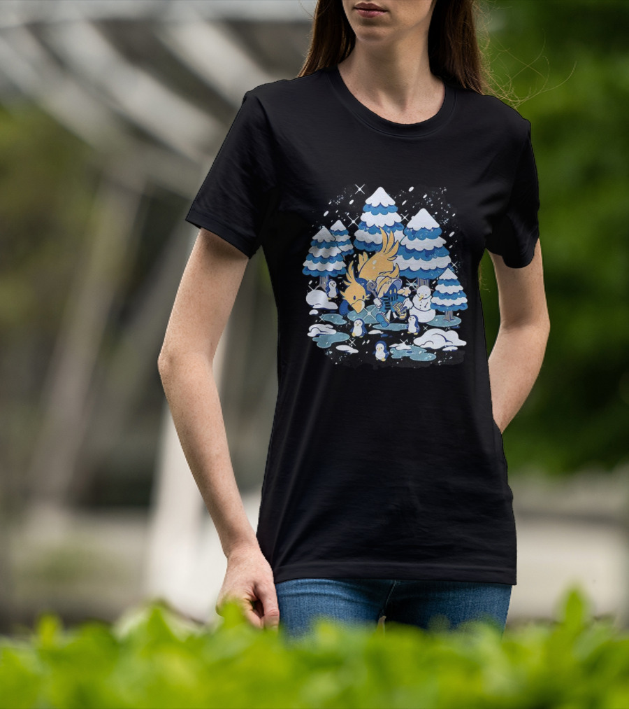 Vivi Ornitier Chocobo Final Fantasy Winter Wonderland Scene T-Shirt