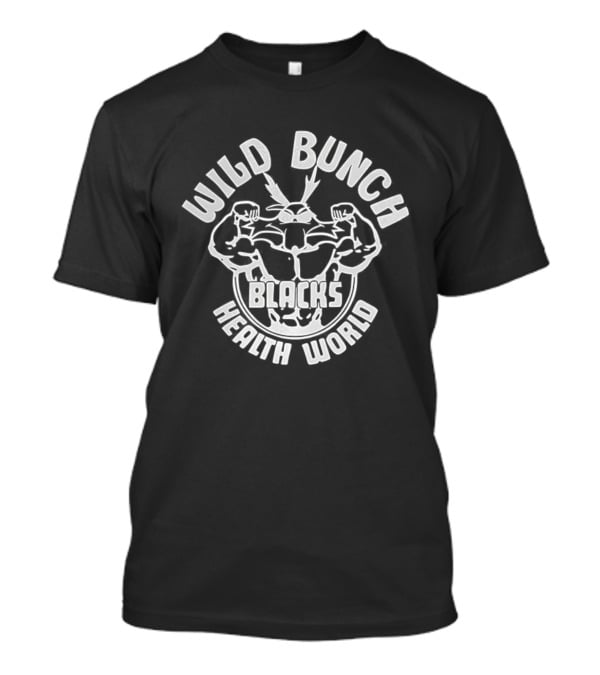 Wild Bunch Blacks Health World Fitness Logo T-Shirt