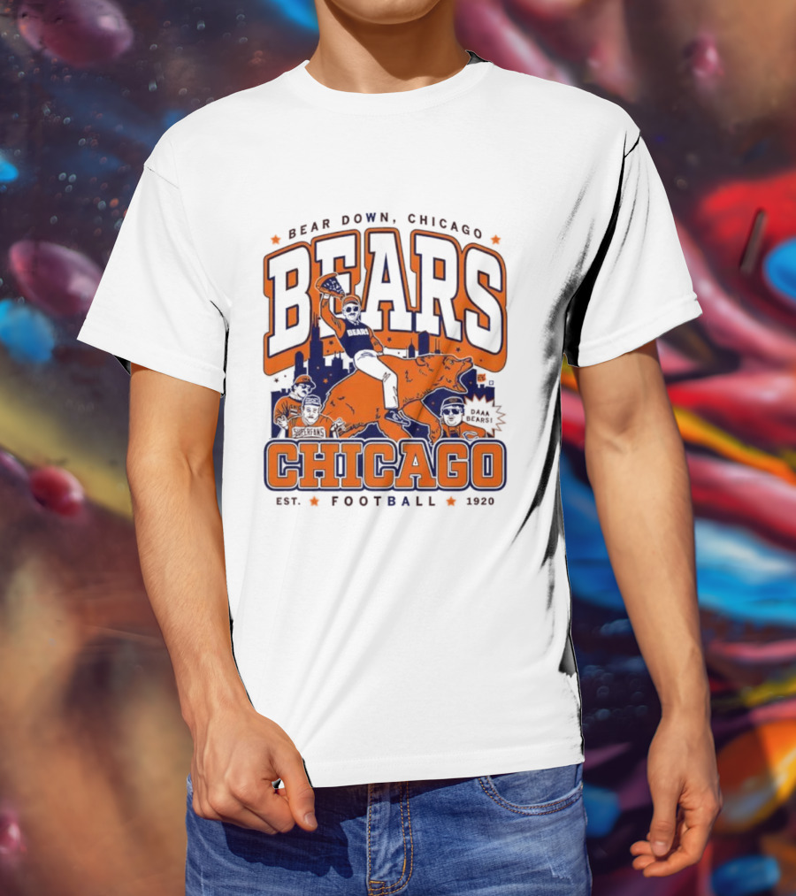 Bear Down Chicago Bears Est 1920 Football Skyline Daa Bears T-Shirt