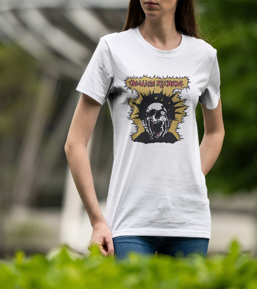 Convulse Records Skull With Crowned Head Design T-Shirt