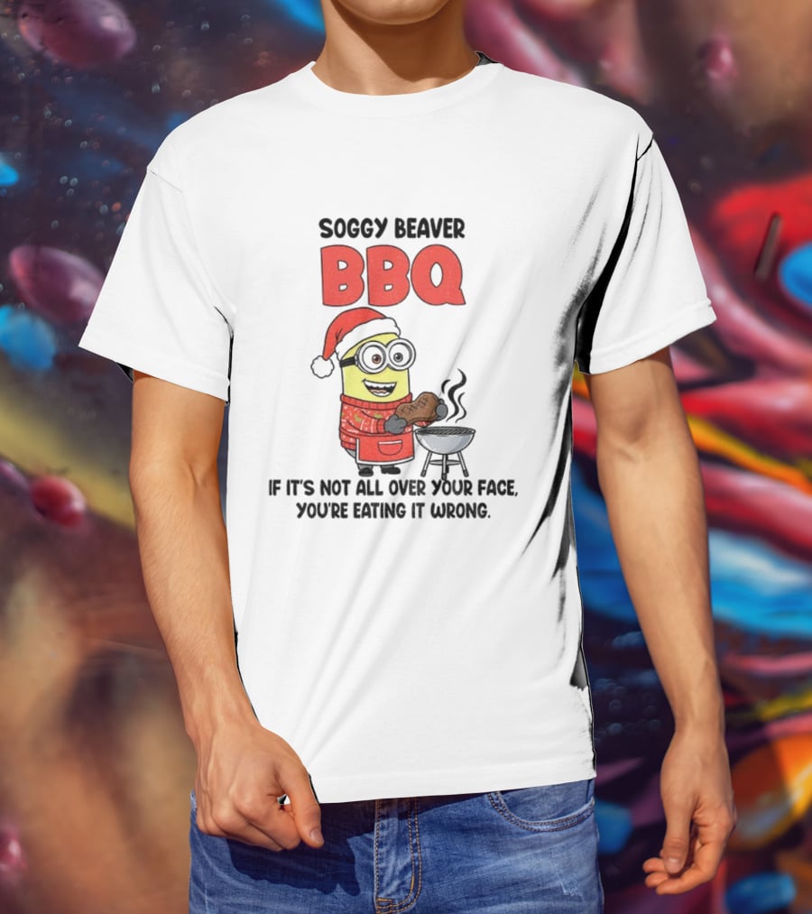 Minion Soggy Beaver BBQ Christmas Funny Eating It Wrong T-Shirt