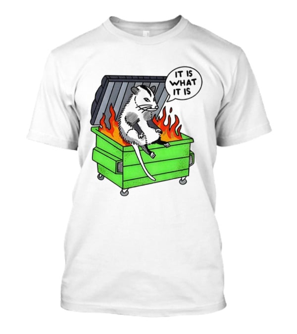 Possum Sitting In A Dumpster On Fire Saying It Is What It Is T-Shirt