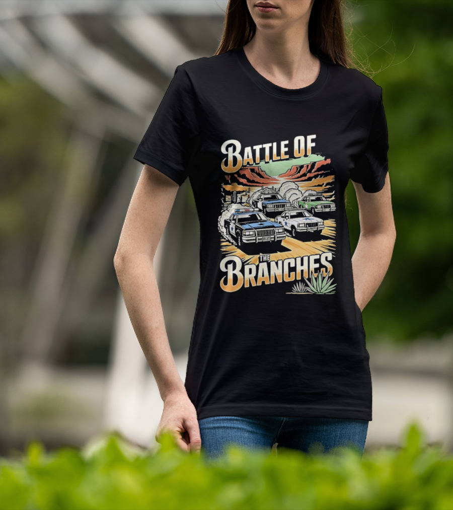 Battle Of The Branches Desert Race Police Car Vintage T-Shirt
