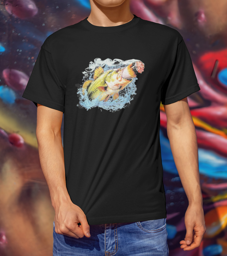 Fish Smokin A Bigass Doink Surreal Aquatic Design T-Shirt