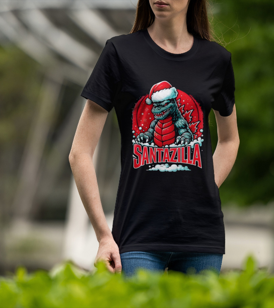 Santazilla Godzilla Christmas Monster Ornament Holiday Fun T-Shirt