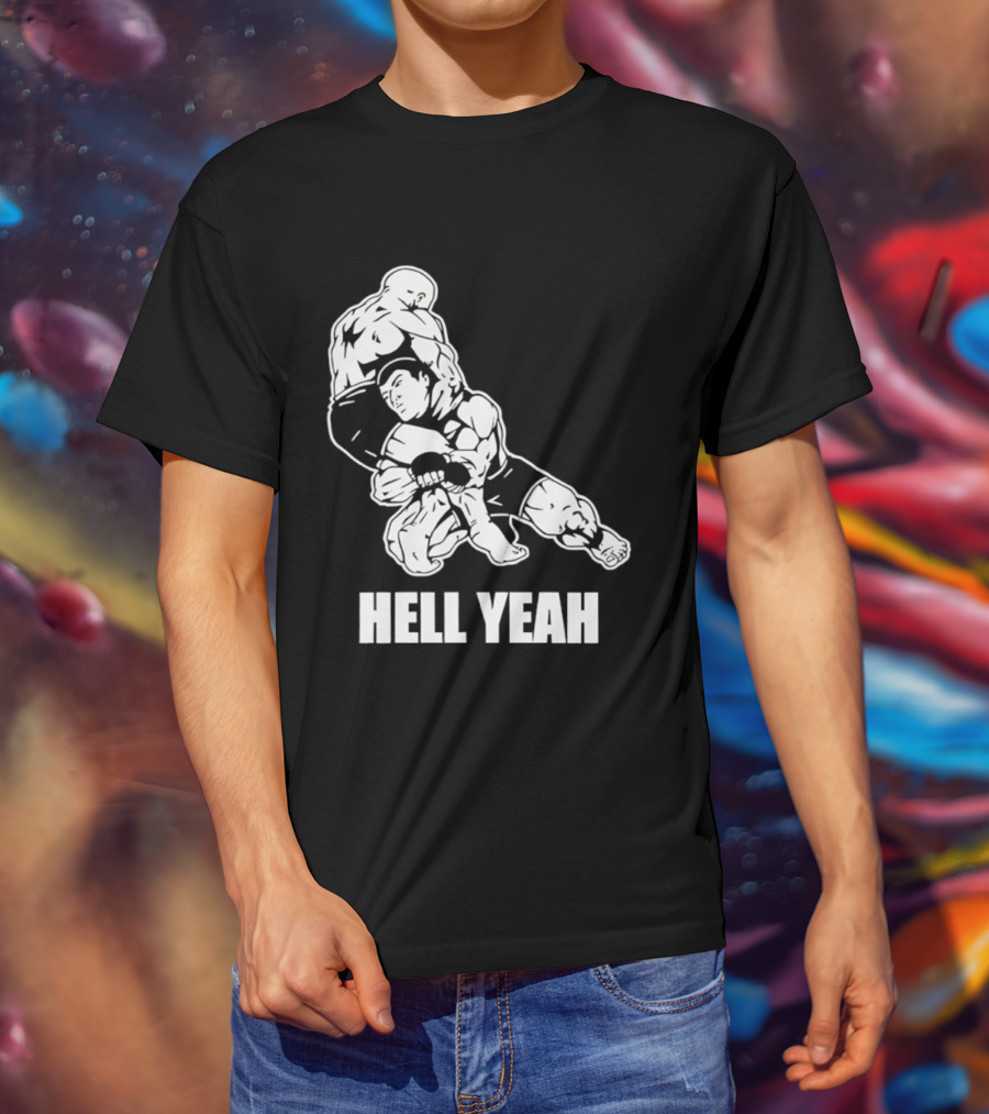 Hell Yeah Double Leg Takedown Wrestling Action T-Shirt