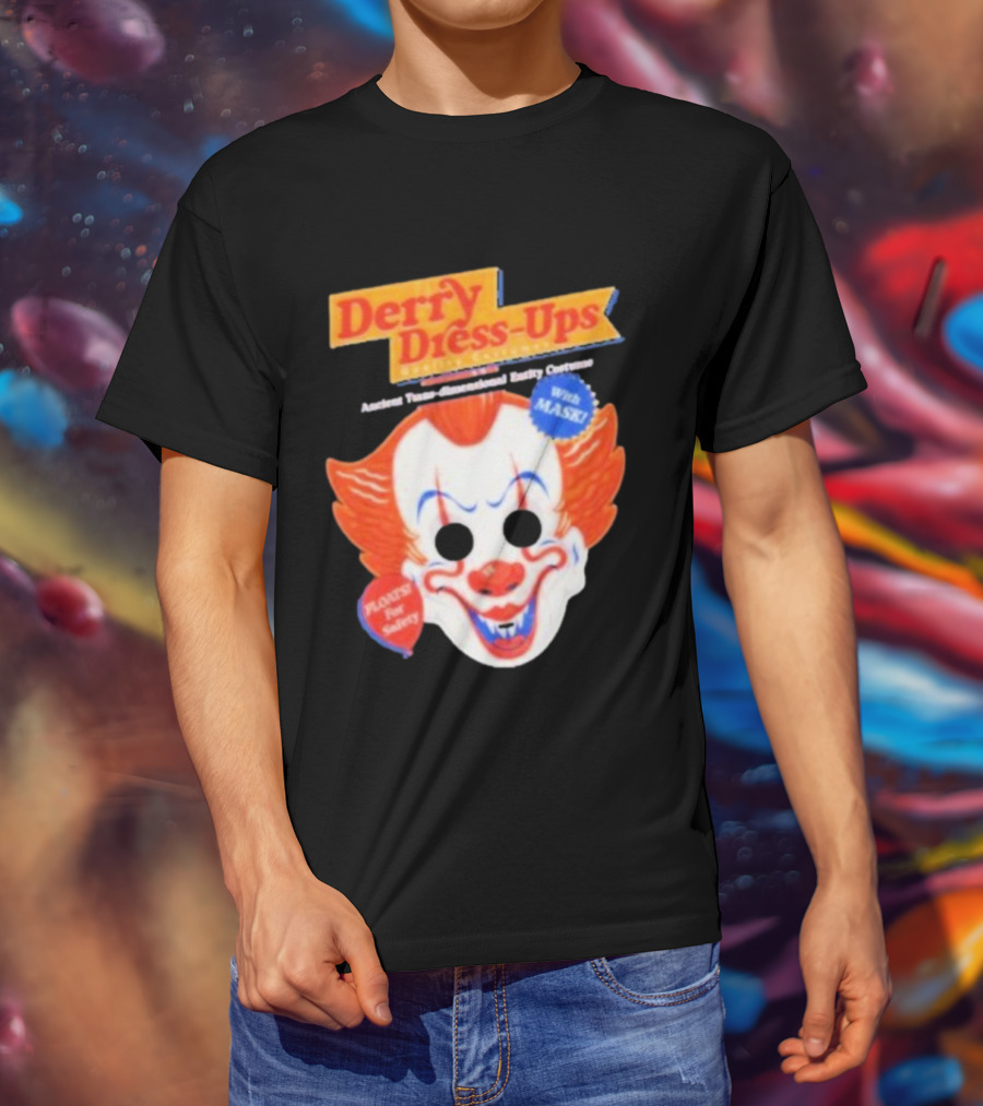 Derry Dress-Ups Clown Mask Costume Pennywise Tribute T-Shirt