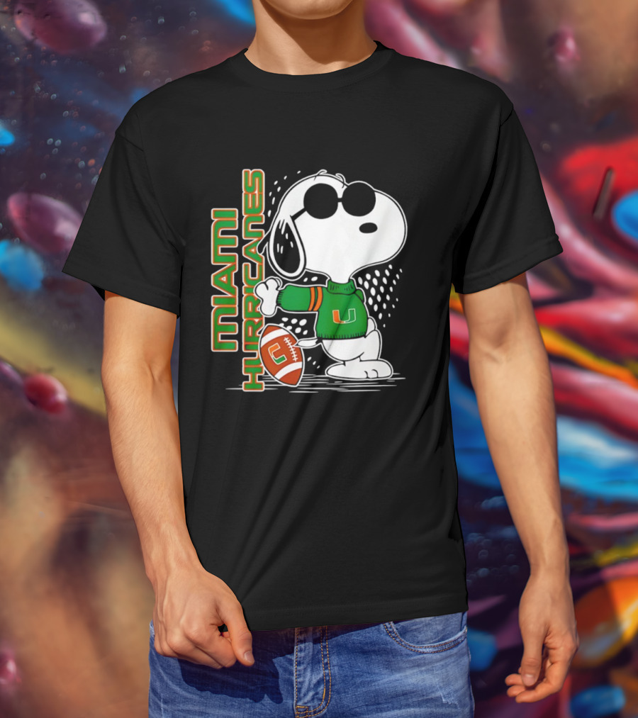 Snoopy Joe Cool Miami Hurricanes Football Style Spirit T-Shirt