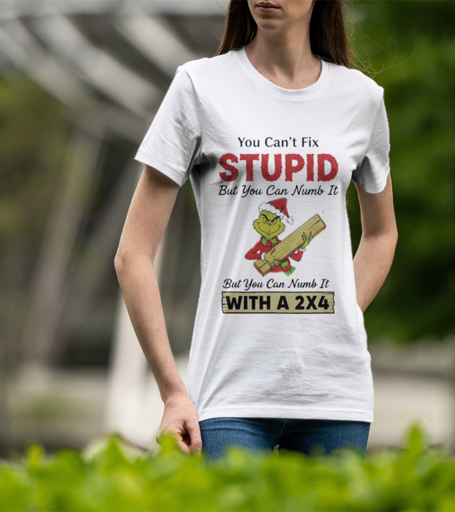 Grinch You Can't Fix Stupid But You Can Numb It With A 2x4 T-Shirt