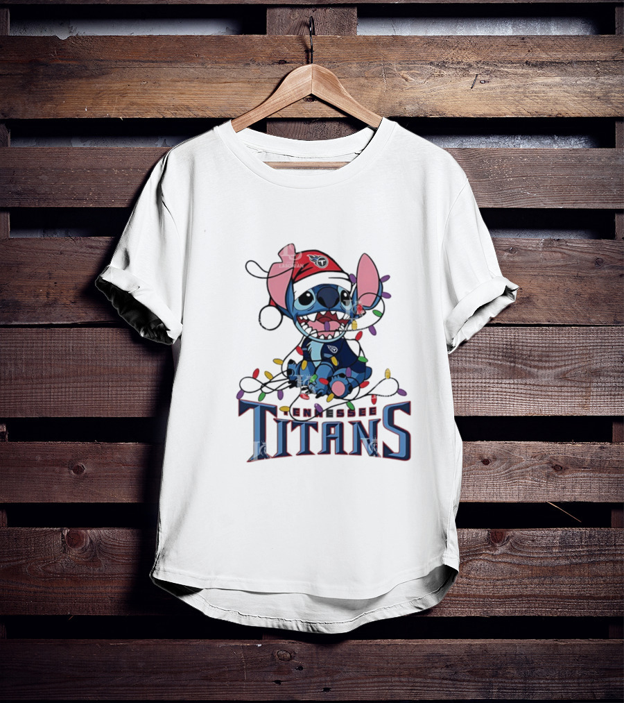 Tennessee Titans Stitch Christmas Lights Ornament T-Shirt