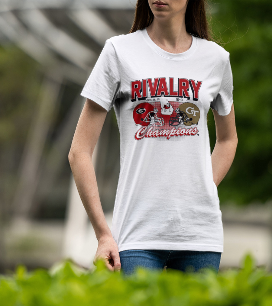 Georgia Vs. Georgia Tech Rivalry Champions 2025 Football Helmets T-Shirt