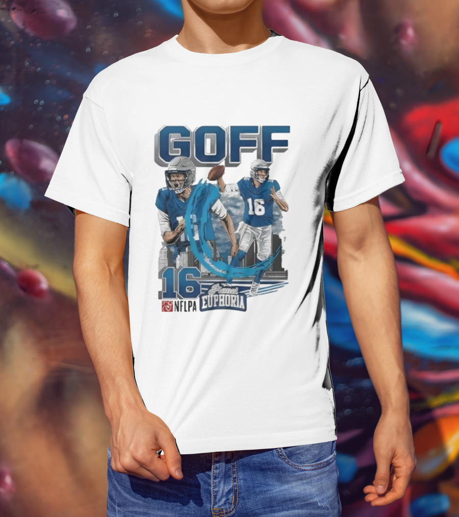 Goff 16 NFLPA Planet Euphoria Football Player Action T-Shirt