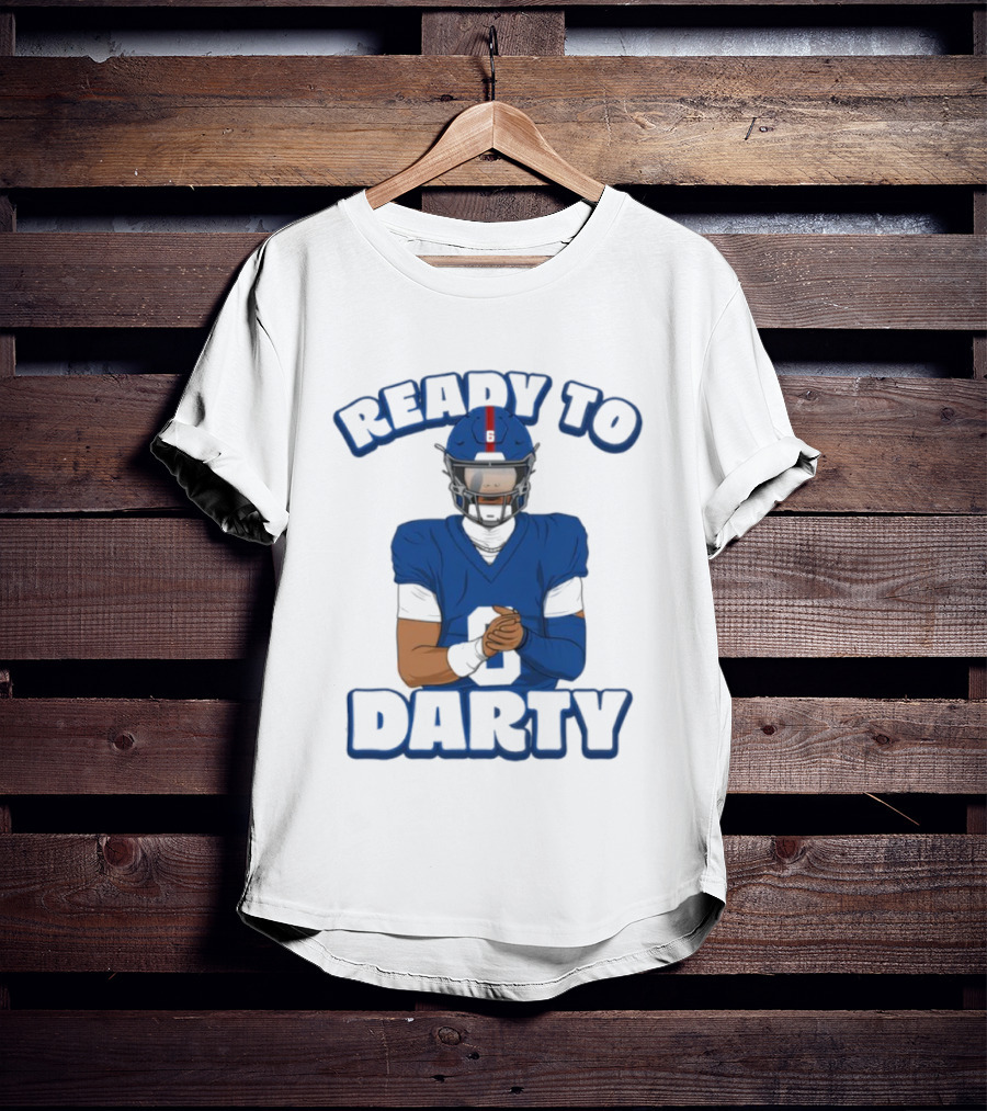 Jaxson Dart Ready To Darty NY Giants Football Illustration T-Shirt