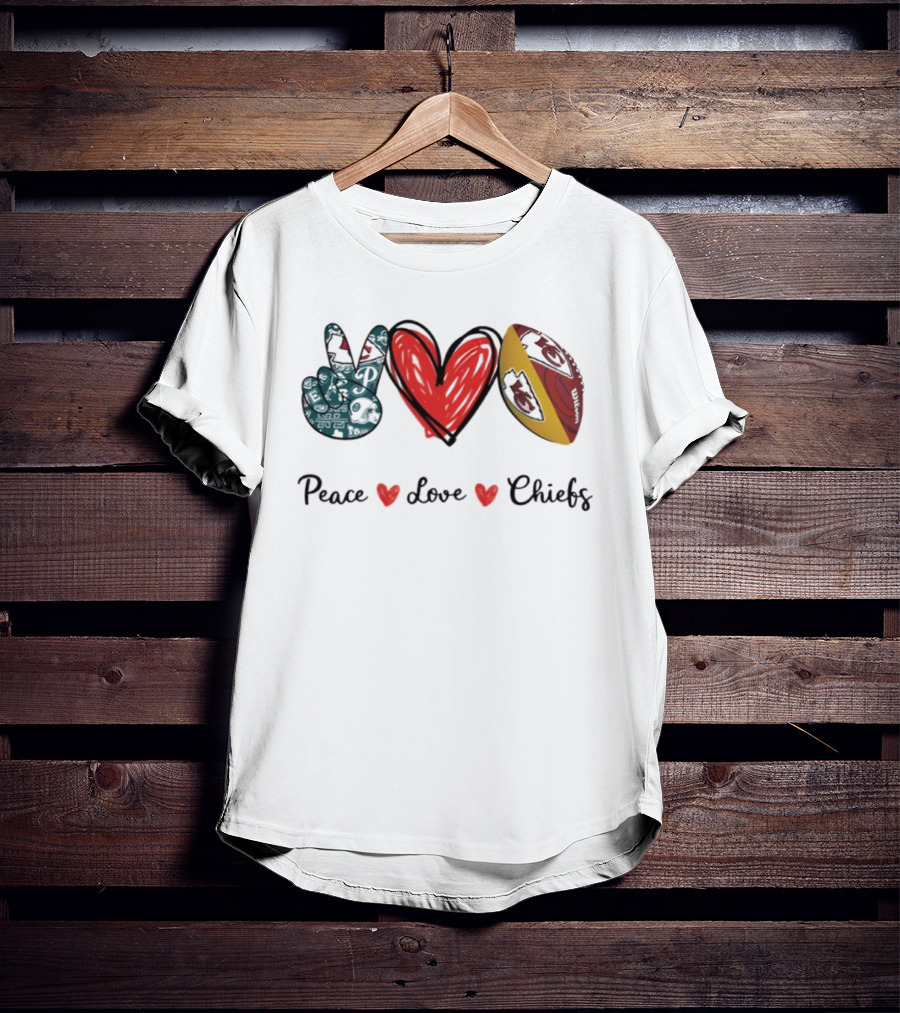 Peace Love Chiefs Kansas City Football T-Shirt