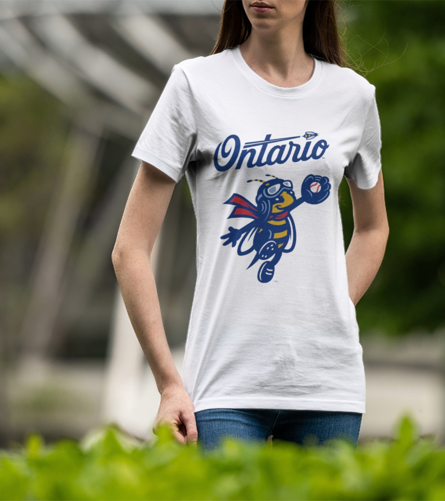 Ontario Buzzers Bee Mascot With Stylish Script And Flying Design T-Shirt
