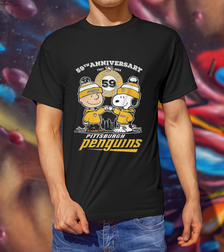 Snoopy Charlie Brown Pittsburgh Penguins 59th Anniversary 1967-2026 T-Shirt
