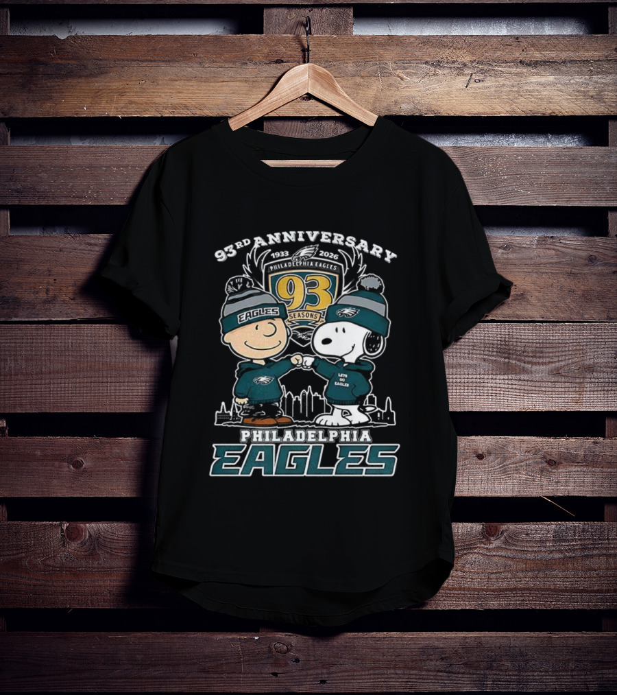 Snoopy Charlie Brown Philadelphia Eagles 93rd Anniversary 1933-2026 T-Shirt