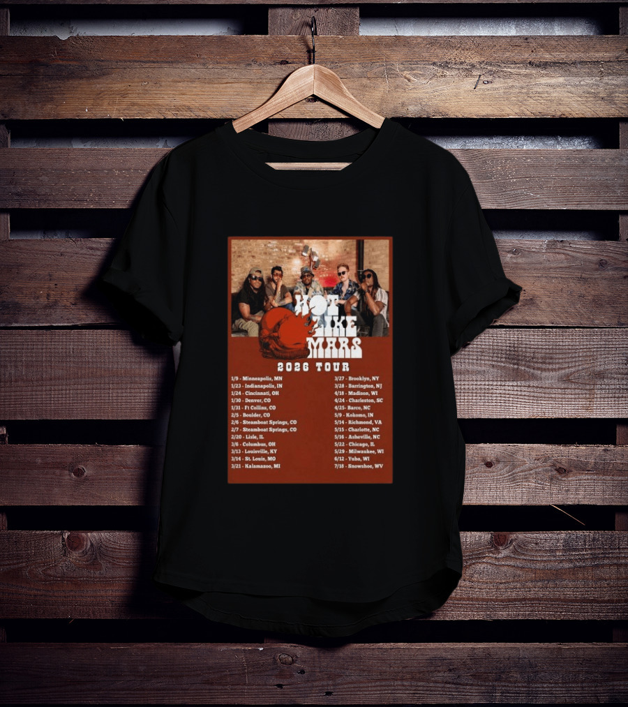 Hot Like Mars 2026 Tour Minneapolis Denver Brooklyn Concert Dates T-Shirt