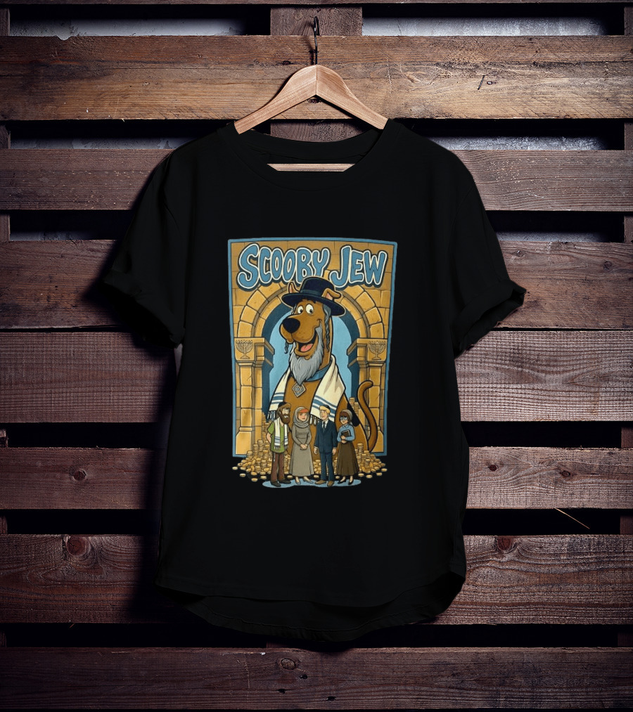 Scooby Jew Meme Cartoon Style With Rabbi Symbols And Characters T-Shirt