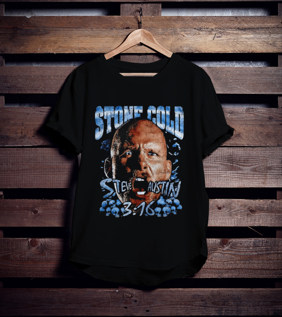 Stone Cold Steve Austin 3 16 Ice Blue Cracked Effect T-Shirt