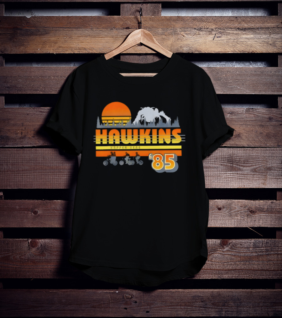 Hawkins Bikers Sunset Adventure Stranger Things 85 Demogorgon Forest T-Shirt