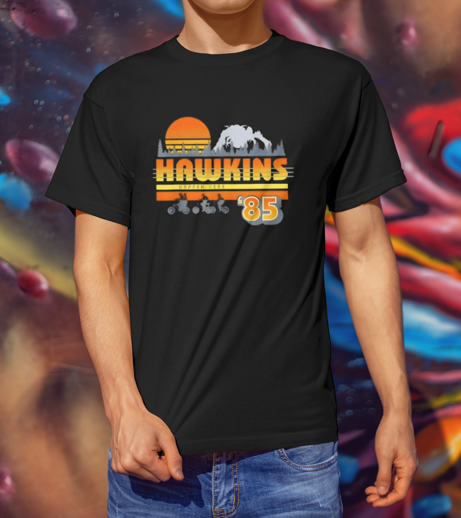 Hawkins Bikers Sunset Adventure Stranger Things 85 Demogorgon Forest T-Shirt